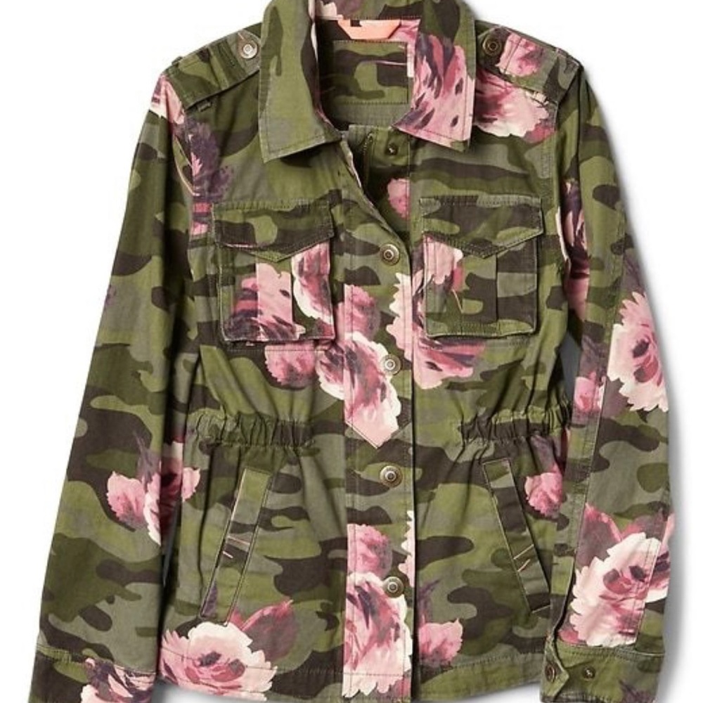 Girls Gap Camo and Floral utility jacket - Picture 4 of 5